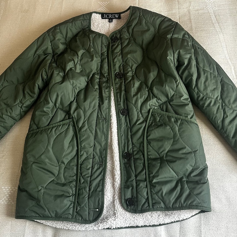 Jcrew Revsersible Puufer/Sherpa Jacket
